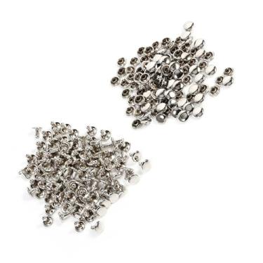 Imagem de Pssopp 100 Conjuntos de Rebites Com Tampa Dupla, Rebites Com Espinho de Couro e Metal, Pinos Tubulares para Bolsas Diy, Sapatos, Chapéus, Calças, Casacos (Prata)