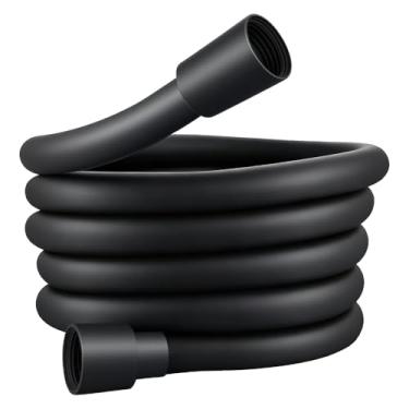 Imagem de HAOMIAO Mangueira de chuveiro de PVC não emaranhada, ajuste universal para Moen/Kohler, à prova de explosão e seguro para bebês. À prova de vazamento, para trailer/banheiro/uso portátil! (preto, 79)