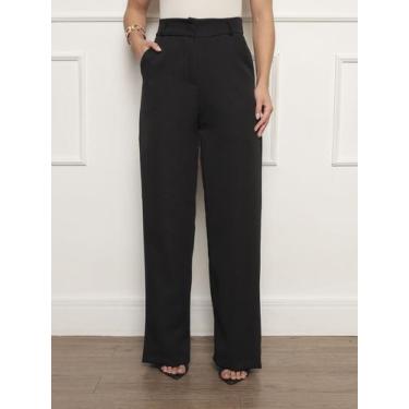 Imagem de Calça Pantalona Wide Leg Alfaiataria Social Duna Feminina - 4 Azes, Pr