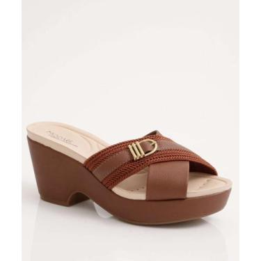 Imagem de Tamanco Feminino Plataforma Tiras Modare-72104, Marrom, 35