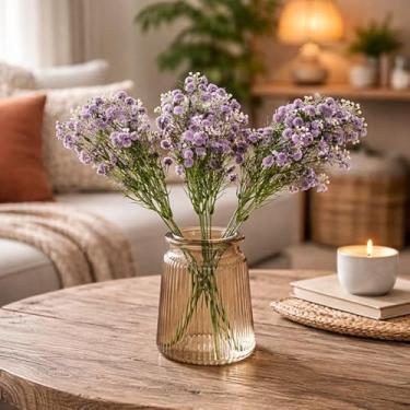Imagem de Arranjo de Flores Mosquitinho Decorativas Artificiais, lilas, Plástico, 34cm, Kit com 3 Unidades