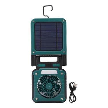 Imagem de Ventilador solar de acampamento com luz LED Ventilador movido a energia solar recarregável 3 velocidades de 5 modos de iluminação para barraca de caminhada emergência ABS 4000mAh