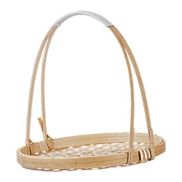 Imagem de Generic Cesta de bambu trançado para frutas, legumes e outros alimentos, com alça, ideal para servir pão e outros alimentos na sala de estar ou no café, Único 18x18cm