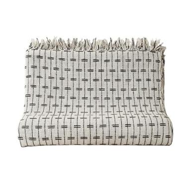 Imagem de Manta de Algodão Grande para Sofá Casal King 3,00X1,80M Grande 2,40X1,80m Pop pequena 2,20X1,50M sua casa(tijol.BRANCO COM MARROM)