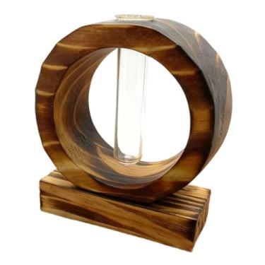 Imagem de Bothyi Vaso de tubo de ensaio com estrutura de madeira para plantas hidropônicas, terrário moderno para plantas, suporte de madeira para mesa, prateleira,