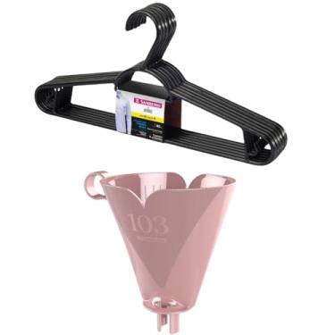Imagem de Kit com 1 Suporte de Filtro de Café Rosa 103 + 1 Cabide Plástico Adulto Roupas Médias