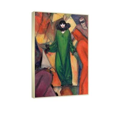 Imagem de RYLJCZ Reprodução de pinturas famosas de Albert Bloch - (Verde) Impressão em tela. Arte de parede para decoração de sala de estar (40 x 64 cm (15,8 x 25,1 pol)/molduras de champanhe)