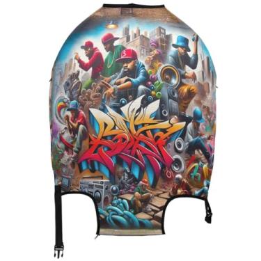 Imagem de Joisal Capas de bagagem para protetor de mala, pintura de parede, arte lavável, floral, acessórios de bagagem de viagem, Arte de pintura de parede legal, M, Fits 22-24 Inch Case, Capa de mala