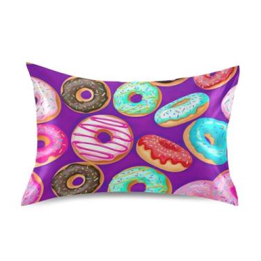 Imagem de Fronhas de cetim coloridas de desenho animado colorido resfriamento padrão Queen King fronhas arte fofa presentes na moda roupa de cama tamanho padrão 66 cm x 50 cm