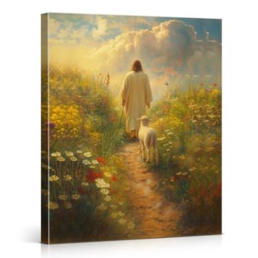 Imagem de Impressão de arte de parede Jesus Leaves The 99, pôster de Jesus Cristo o Pastor Imagem Cottagecore decoração de parede para casa fazenda igreja 20 x 25 cm