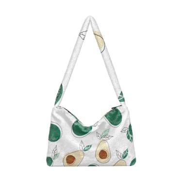 Imagem de GAIGEO Bolsa de ombro feminina para livro de borboleta com flor de girassol, bolsa de ombro de 33 cm, bolsa de ombro feminina, Comida Saudável Abacate, One Size