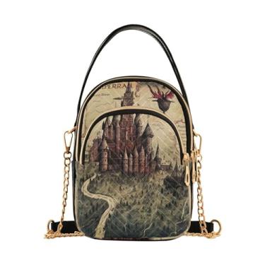 Imagem de Bolsas transversais femininas geométricas abstratas florais, bolsas de ombro para mulheres, bolsa transversal de outono, Mapa do palácio e Proph-3, One Size