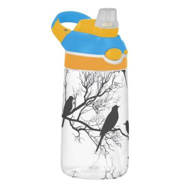 Imagem de Garrafa de água esportiva de 473 ml com canudo para crianças, meninas, meninos, garrafa de água reutilizável Tritan de 473 ml, copo infantil portátil à prova de vazamento, alça de transporte