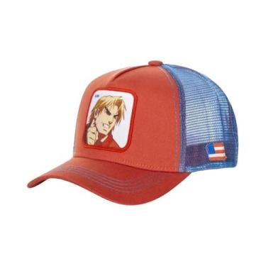 Imagem de Boné De Beisebol Ajustável Com Rede Estilo Street Fighter, Bordado Com