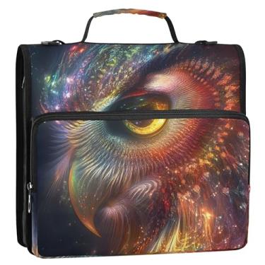 Imagem de Fichário com 3 anéis de desenho animado, 3 anéis, anel D, com glitter, coruja e animal, organizador com zíper, vários bolsos, pasta grande para portfólio com alça, bolsa escolar