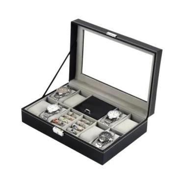 Imagem de Caixa Organizadora De Couro Multiuso Pequena Para Relógios, Óculos E I