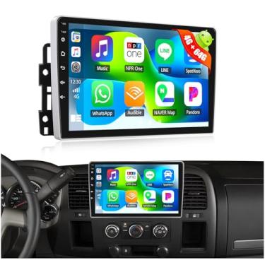 Imagem de [4G + 64G] Rádio automotivo para Chevy Silverado 2007-2013 Tahoe Equinox GMC Sierra Yukon com carro sem fio CarPlay Android Auto, tela sensível ao toque de 10,1 polegadas, Android 15, estéreo