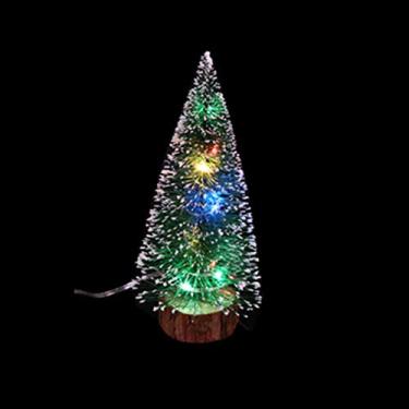 Imagem de Naroote Mini árvore de Natal Artificial Com Iluminação LED Pequeno Pinheiro Com Base de Madeira para Decoração de Festa de Natal, Mini árvore de de Mesa Ideal para Decorações de Casa e Escritório