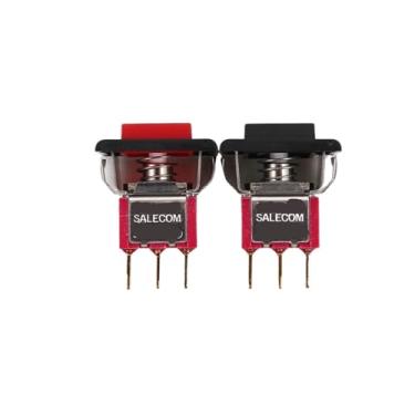 Imagem de 2 peças SH P8701-F22A Square Snap-in 3Pin Momentary ON-MOM Reset SPDT Mini interruptor de clique (vermelho x 1 preto x 1)