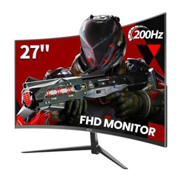 Imagem de ZZA Gaming Monitor 27 Inch Curved 180Hz| 165Hz|144Hz|1ms| Computer Monitor FHD|1080P| 90% DCI-P3,100% sRGB,PC Monitor FreeSync| HDMI|HDR|Low Blue Light| HDMI|DP Ports| VESA Mount| Met