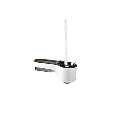 Imagem de O suporte de escova multifuncional para vaso sanitário é um suporte de escova de vaso sanitário e uma prateleira com capacidade de suporte de carga (sem perfuração), escova de vaso sanitário e suporte