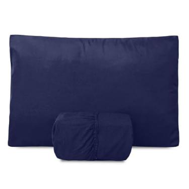 Imagem de Jogo de Cama Solteiro com Lençol e 1 Fronha – Conforto, Maciez e Durabilidade para o Dia a Dia (Azul marinho)