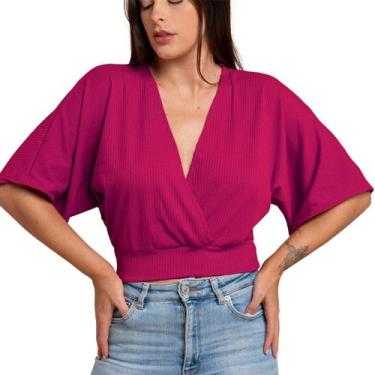 Imagem de Blusa Manga Morcego Feminino Canelada Social Manga 3/4 Tecido Leve - H