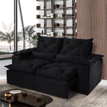 Imagem de Sofá Retrátil E Reclinável 3 Lugares Grécia K52 Kasacomigo Estofados Preto
