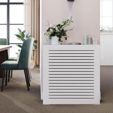 Imagem de GHTCLDF Gabinete de cobertura de radiador branco, capas de aquecedor para radiadores, radiador a vapor, aquecimento de parede, louvered, gabinete, cachimbos desordenados para casa/vida