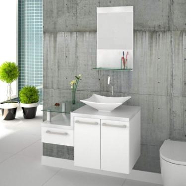 Imagem de Conjunto Para Banheiro Gabinete Com Cuba Folha Lux L38 E Espelheira Legno 831w Compace