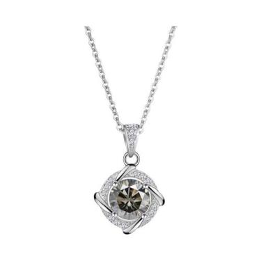 Imagem de Colar Feminino De Moissanite 1ct 6.5mm Em Prata Esterlina S925 Com Pin