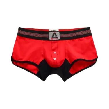 Imagem de Boxers Masculinos Slim Fit Em Algodão Com Abertura De Botão E Cintura 
