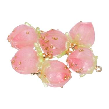 Imagem de Generic 0,6 x 0,4 contas de flores, 6 peças de contas de flores de acrílico mini pingente de rosa para pulseiras, brincos, colares, fabricação de joias e artesanato DIY, rosa
