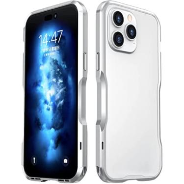 Imagem de MAALYA Capa de metal para iPhone 14 Pro Max, moldura de alumínio à prova de choque e resistente a quedas capa protetora rígida fina para iPhone 14 Pro Max 5G 2022 (Cor: prata)