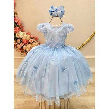 Imagem de Vestido Infantil Azul Claro Com Renda Jardim Encantado - Tamanho P, M,
