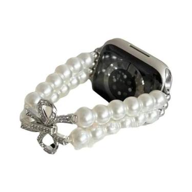 Imagem de Pulseira De Elástico Com Laço E Contas Para Apple Watch 38-49mm Iwatch