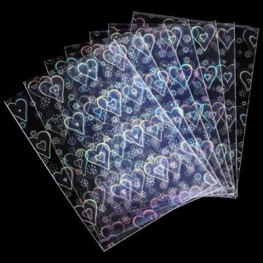 Imagem de YBEATY 100Pcs Photocard Sleeves, 61×88mm Love Heart Laser Flashing Photo Card Holder Holographic Star Glass Gemstone Rainbow Trading Card Protector Cover for Collectors Players Photocard Mini Polaroid
