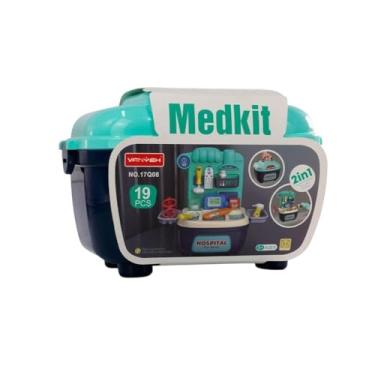 Imagem de Maleta Médica Infantil com 19 Acessórios, Plástico, 20x13cm Fechada, 27x26cm Montada, Brinquedo Educativo para Crianças Acima de 3 Anos