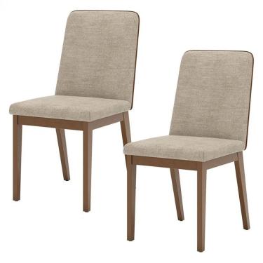 Imagem de Cadeira Para Mesa De Jantar Pietra Kit 02 Peças Corano Caramelo Creme - Henn