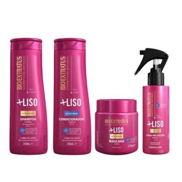 Imagem de Kit Bio Extratus +Liso Sh+Cond+Masc 250g+ Spray