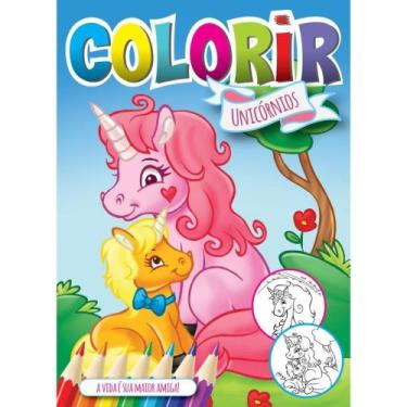 Imagem de Livro Infantil Colorir Unicórnios Solapa Pequeno Pacote com 08