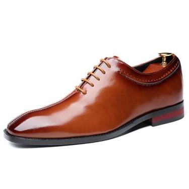 Imagem de Sapato social masculino formal de negócios Oxford para homens sapatos de couro envernizado para homens, Marrom, 8