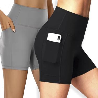 Imagem de KIT 2 SHORTS Bermuda Leg Legging LISO com BOLSO Suplex Reforçado Fitness Academia Yoga 1054-Feminino