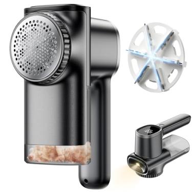 Imagem de JFNRR Máquina de barbear grande para remoção de fiapos – recarregável com tela de LED, 3D de 6 lâminas, tempo de execução de 180 minutos, grande compartimento transparente, zero danos para roupas