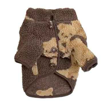 Imagem de CUOFYUNL Roupas de pelúcia para animais de estimação fofas Padrão inverno confortável quente Cachorro roupas de gato para festa de viagem em casa (XS)