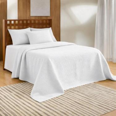 Imagem de Kit Colcha Casal Teka Piquet Favo Gênova Liso 100% Algodão 3 pçs, BRAN