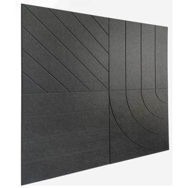 Imagem de DECORITA Painéis acústicos quadrados grandes de 55 cm, pacote com 4 - painéis de parede com absorção de som, azulejos decorativos de feltro à prova de som com redução de ruído para escritório em casa