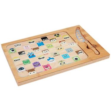 Imagem de PICNIC TIME Disney Pixar Collection Conjunto de Tábuas de Corte e Facas de Vidro com Ícone de Vidro, Tábuas de Queijo Tábuas de Charcutaria, Travessa de Servir (Parawood e Bambu)