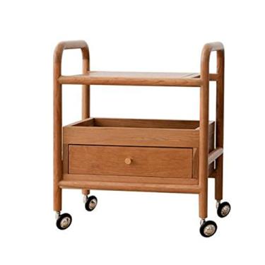 Imagem de KEG801302 Mesa lateral de sofá estreita e móvel simples com prateleira de armazenamento e gaveta, mesa de sofá de madeira com rodinhas para mesa de cabeceira com rodas para escritório, sala de estar