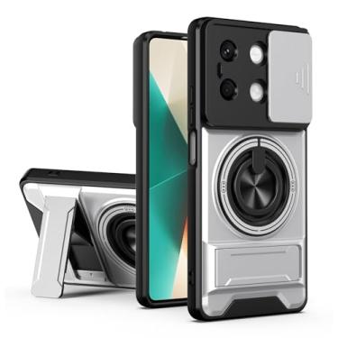 Imagem de SORAKA Capa para Xiaomi Redmi Note 13 5G com suporte,proteção de lente com janela e capa dupla de PC e TPU compatível com suporte magnético para carro